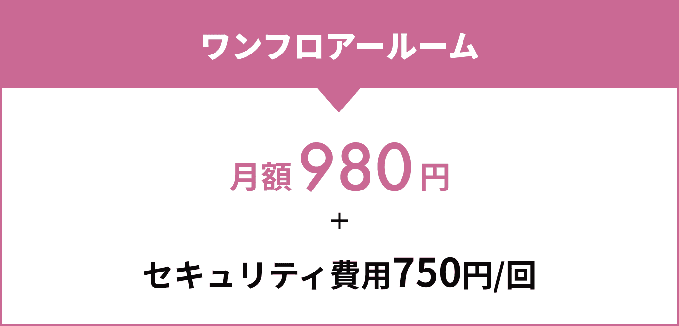 ワンフロアルーム 月額980円+セキュリティ費用750円/回